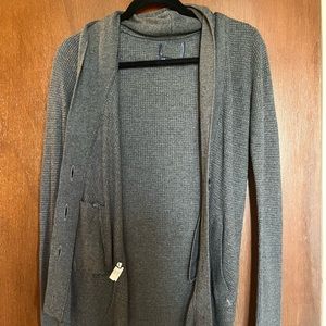 american eagle dark gray waffle knit cowl neck cardigan